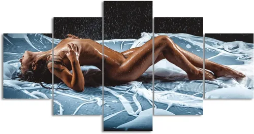 Vista 22 de Lienzo extra grande sexy chica desnuda durmiendo en la cama, arte de pared con marco de madera sexy para mujeres desnudas, obras de arte, arte