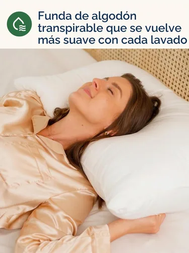 Vista 4 de Juego de 2 almohadas de cama tamaño Queen, funda transpirable 100% algodón, alternativa de plumón premium para personas que duermen de lado, boca