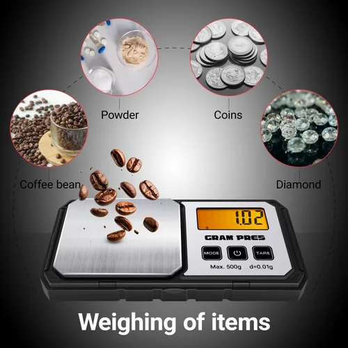 Vista 5 de GRAM PRES - Báscula digital de bolsillo (17.64 oz x 0.00 oz, precisión) Pequeña báscula portátil de alta precisión Gramos y Oz para joyas