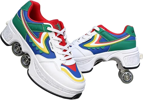 Vista 28 de 2-in-1 Roller Skates & Sneakers with Retractable Wheels - Convertible Lightweight Outdoor Fitness Shoes for Women, Men & Children - Unisex Kick