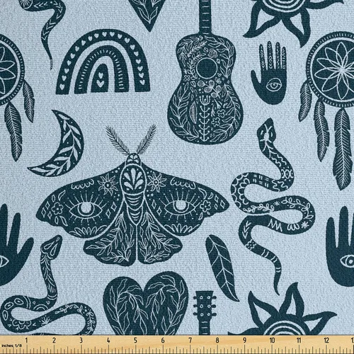 Vista 10 de Ambesonne The Yard, tela de gamuza sintética tradicional americana por The Yard, Garden Feel Moths Bellotas Hojas Magic Forest Concept Art