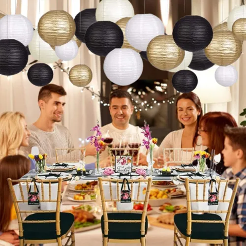 Vista 5 de Faroles de papel decorativos, faroles chinos colgantes para interiores y exteriores, para cumpleaños, bodas, Navidad, novia, decoración del hogar