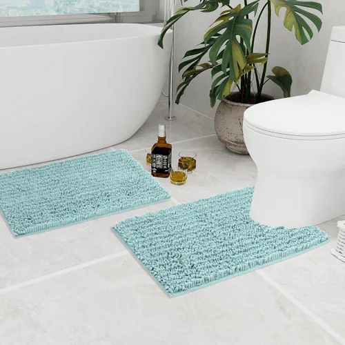 Vista 86 de Walensee Alfombra de baño antideslizante (32x20, azul oscuro) absorbente de agua, súper suave, felpilla peluda, lavable a máquina, se seca