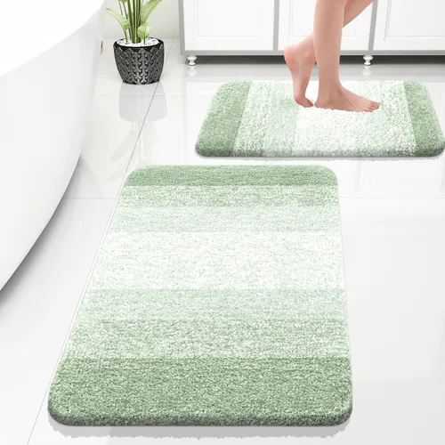 Vista 28 de OLANLY - Juego de tapetes para baño de 2 piezas, de microfibra, suaves y absorbentes, antideslizantes, lavables a máquina y para secadora, felpudos