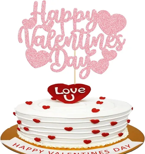Vista 101 de Ephlyn 24 adornos para cupcakes con purpurina para el día de San Valentín, dulce amor, corazón, día de San Valentín, decoración para cupcakes