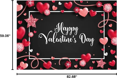 Vista 5 de YYNXSY Decoración de fotografía de San Valentín en forma de corazón rosa de 7 x 5 pies para decoración de fiesta de habitación, pancarta para fiesta