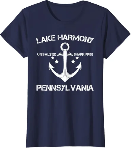 Vista 38 de Playera divertida de Lago Harmony Pennsylvania para acampada o pesca Negro