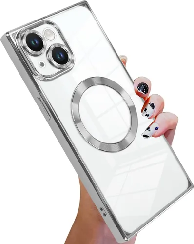 Vista 59 de KANGHAR Funda diseñada para iPhone 12 Pro Magnética Transparente con Protector de Lente de Cámara [Compatible con MagSafe] Diseño de Placado