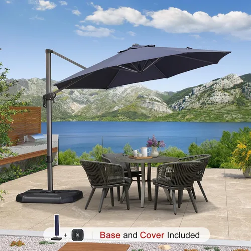 Vista 145 de PURPLE LEAF Paraguas al aire libre con base 8' x 8' protección solar verde Manzana Verde (Apple Green)