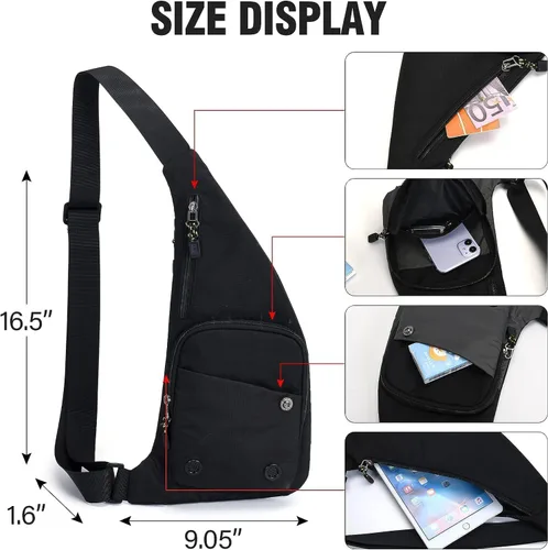 Vista 3 de Peicees Bolso bandolera impermeable para hombre, mochila delgada para hombre, bolso de hombro pequeño para viajes, senderismo