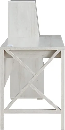 Vista 8 de HOMES: Inside + Out Garvine - Escritorio moderno de madera de 1 cajón de 71 pulgadas con puerto USB, toma de corriente, estantes abiertos