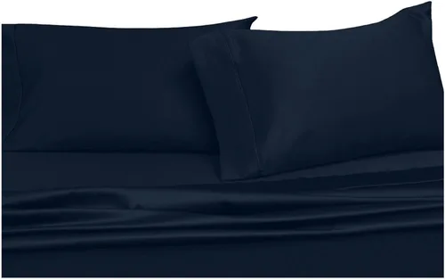Vista 4 de Royal Hotel Bedding Sábanas de 3 piezas de algodón suave, juego de sábanas de 340 hilos, sábana de 100% algodón sólido, tejido satinado, bolsillo
