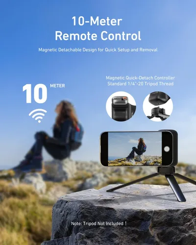 Vista 6 de TELESIN Fun Shot Agarre Magnético para Cámara de Teléfono + Kit Creador de Luz Magnética para Selfie C03 Compatible con iPhone Magsafe y Android