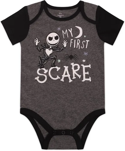 Vista 3 de Disney Nightmare Before Christmas Jack Skellington - Paquete de 3 mamelucos para bebé, color gris