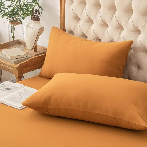 Vista 13 de PURE ERA Fundas de almohada de punto jersey 100% algodón tipo camiseta, súper suaves, cómodas, transpirables, juego de 2, estándar 20" x 26", rayas