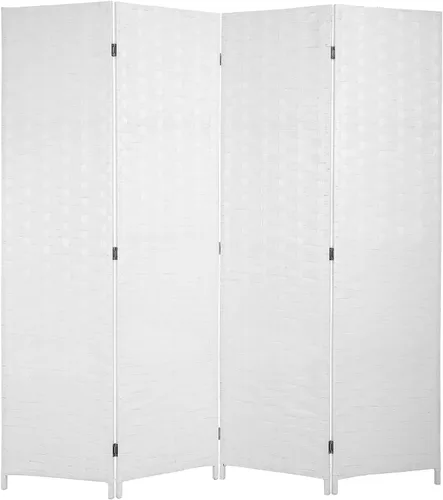 Vista 9 de PayLessHere Divisor de ambientes de malla de madera de 6 pies, tejido a mano, pantalla de división portátil plegable para interiores de 4 paneles