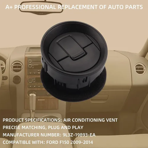 Vista 2 de Dasbecan 4 piezas de laca negra para salpicadero, aire acondicionado, calentador de CA compatible con Ford F150 2009-2014 Reemplazos # 9L3Z-19893-AA