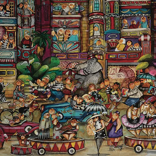Vista 4 de Elephant Walk by Jennifer Garant, rompecabezas de 1000 piezas, 24 x 30 pulgadas, multicolor
