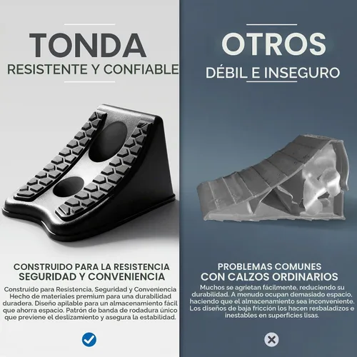 Vista 4 de TONDA Calzos de Rueda, Cuña de Rueda Resistente para Automóvil, Remolque de Viaje, RV - 8"×4.7"×4.7" - Paquete de 2, Negro