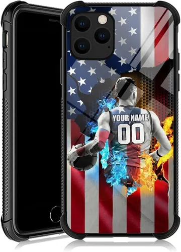 Vista 10 de DJSOK Funda personalizada con nombre de la bandera de Estados Unidos para Apple iPhone 14 Pro Max PLUS/13 12 11 Mini/Xs X Xr/7 8 Plus SE2 2020
