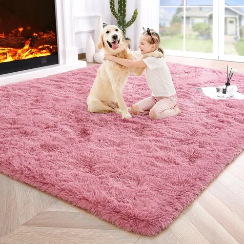 Vista 67 de Noahas Alfombras de Área Grandes y Esponjosas de 5x8 pies para Sala de Estar y Dormitorio, Alfombra Gruesa de Pelo Largo Beige y Blanca, Alfombra