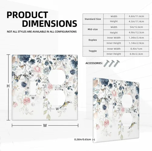 Vista 244 de Decorative Outlet Covers Blue Background White Cat Daisy Floral 2-Gang 1-Gang Wall Plate Single Toggle/Rocker Farmhouse Style Light Switch Covers