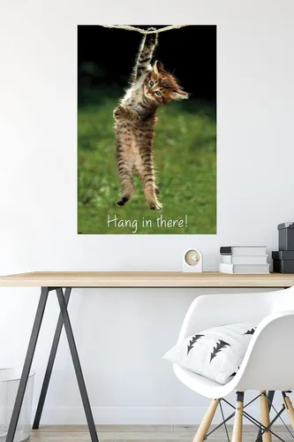 Vista 5 de Póster de pared con diseño de gatito famoso, 34 pulgadas de largo x 22.4 pulgadas de ancho, paquete de póster y clip