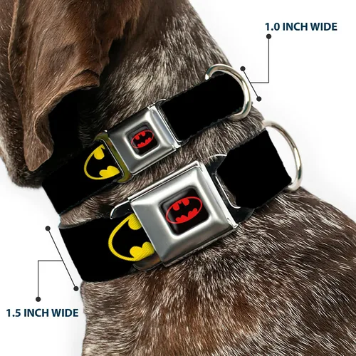 Vista 2 de Buckle-Down Cinturón De Seguridad Hebilla Perro Collar - Batman Shield Negro/Amarillo, Amarillo