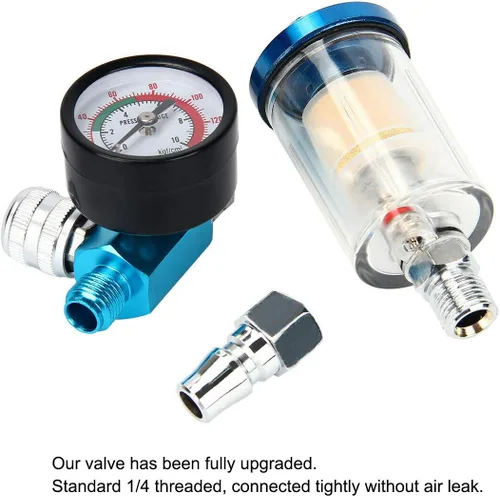 Vista 5 de AutoRocking Regulador de presión de aire de 1/4 pulgadas para pistola pulverizadora Separador de aceite de humedad Compresor de filtro de trampa