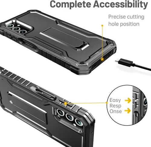 Vista 3 de FITO Funda para Samsung Galaxy A14 5G, doble capa a prueba de golpes resistente para teléfono Samsung A14 con protector de pantalla de vidrio
