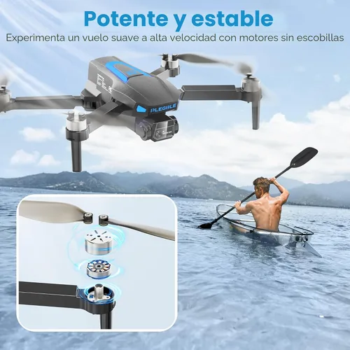 Vista 4 de Drones con cámara para adultos 4K, dron con motor sin escobillas para niños principiantes, cuadricóptero RC plegable FPV con 3 baterías, 45 minutos