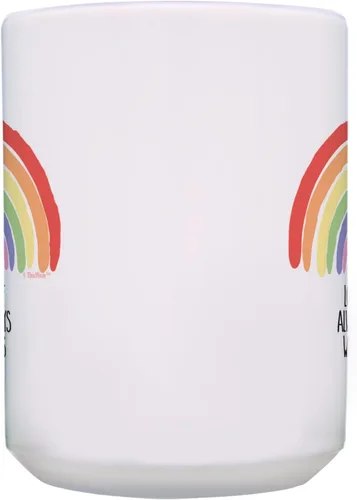Vista 4 de Taza con diseño de arcoíris Love Always Wins LGBTQA Ally Gifts Gay Pride Gifts Hope - Taza de café de 15 onzas, color blanco
