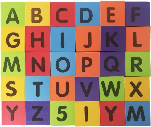 Vista 3 de MOBU Bloques de construcción de espuma para niños pequeños, 30 piezas de bloques de números de letras del alfabeto de 2 pulgadas con bolsa