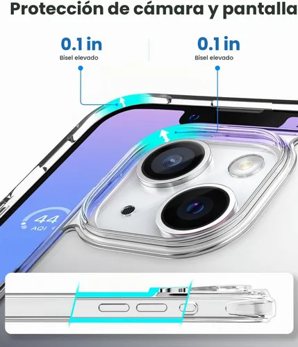 Vista 4 de Mkeke Funda magnética diseñada para iPhone 15 transparente, compatible con Magsafe, [no amarilla] [protección contra caídas de grado militar] fundas
