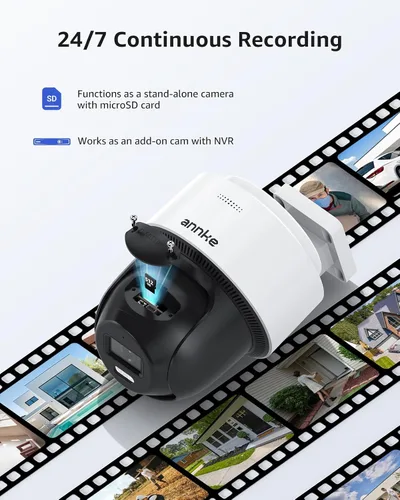 Vista 8 de ANNKE Cámara PoE 4K PT, audio de 2 vías, cámara de seguridad IP de inclinación de 345° de 80° para exteriores, seguimiento automático Lite