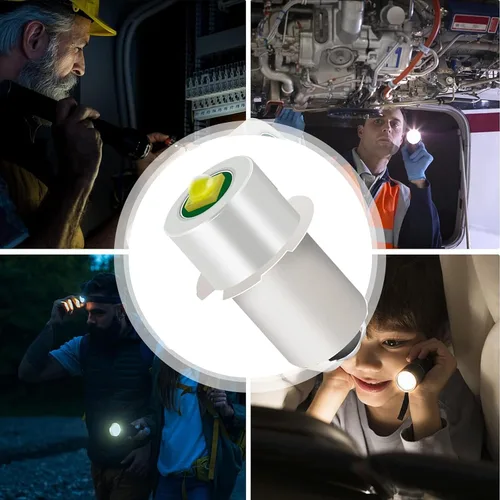 Vista 5 de Bombilla LED de repuesto para linterna con 18 V, 12 V, 19.2 V, 6 a 24 voltios y 3 W, 247 lm y PR2 P13.5S, kit de conversión LED, compatible