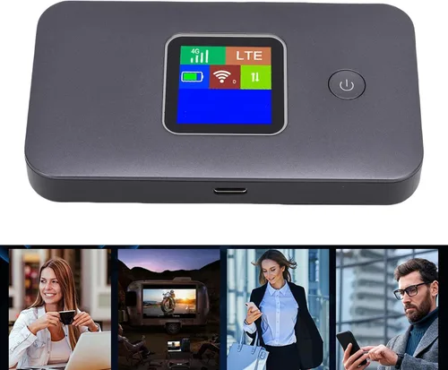 Vista 3 de 4G LTE Mobile WiFi Hotspot Enrutador portátil con ranura para tarjeta SIM 300Mbps 2.4G 5.8G Pantalla LCD de doble banda para viajes Camping Negocios