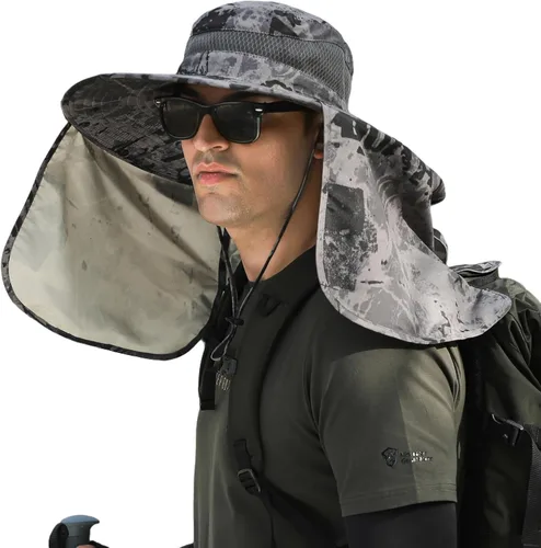Vista 21 de HUAMULAN Sombrero de verano de ala ancha para mujer, agujero para cola de Bg8112-negro