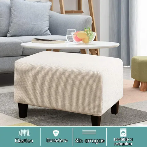 Vista 5 de Turquoize Funda otomana elástica para sofá, funda protectora para reposapiés, protector de muebles, funda rectangular suave con parte inferior