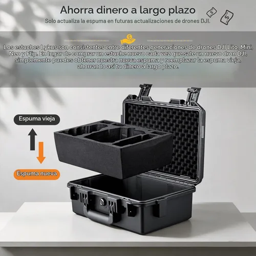 Vista 9 de Lykus Titan LT110 - Funda rígida impermeable para DJI Lito 1/Lito X1 Fly More Combo, compatible con controlador RC2/RC-N3, hasta 7 baterías, correa