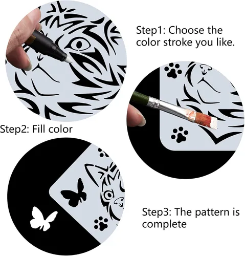 Vista 4 de GORGECRAFT Plantillas grandes de gato de 12 x 12 pulgadas, reutilizables, plantillas de animales para pared del hogar, mariposa, pata de gato