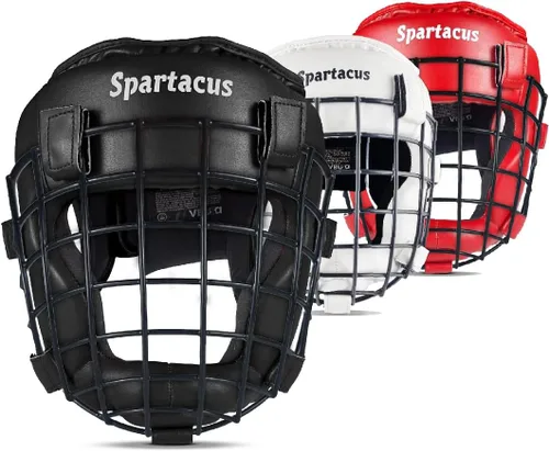 Vista 7 de Casco de boxeo con rejilla extraíble para la cara, protector de piel Maya MMA para Sparring, Muay Thai, Kickboxing y Karate, antideslizante, casco