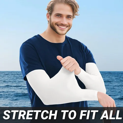 Vista 4 de PFFY 2 Pairs UV Protection Cooling Arm Sleeves for Men and Women UPF 50 Sun Sleeve