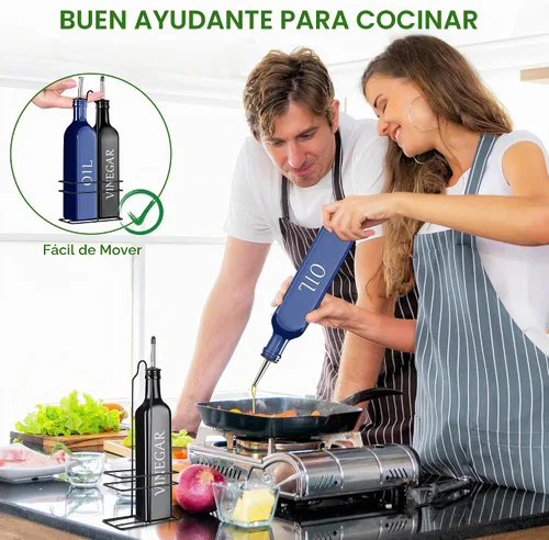 Vista 7 de Vakoo - Dispensador de aceite y vinagre, 17 onzas, azul y negro azul+negro