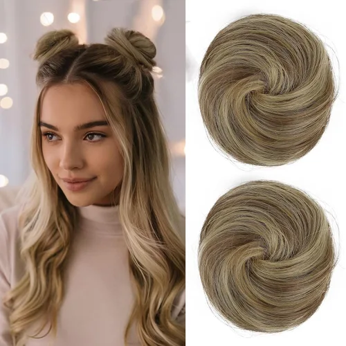 Vista 54 de REECHO Space Bun Hair Pieces, 2 piezas de mini clips de garra en moños desordenados y orejas de gato, extensiones de moño de cabello falso HB001