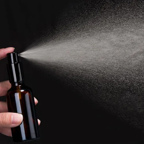 Vista 3 de YIZHAO Botellas de vidrio ámbar de 1 oz, con pequeño aerosol de niebla fina, tapa de metal, recargable para aceite esencial, viajes, limpieza