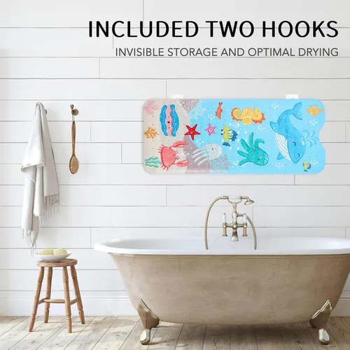 Vista 3 de PRATIQUE Alfombra de baño para niños antideslizante de 40 x 16 pulgadas, extra larga, tapete de baño para niños, tapete de seguridad antideslizante
