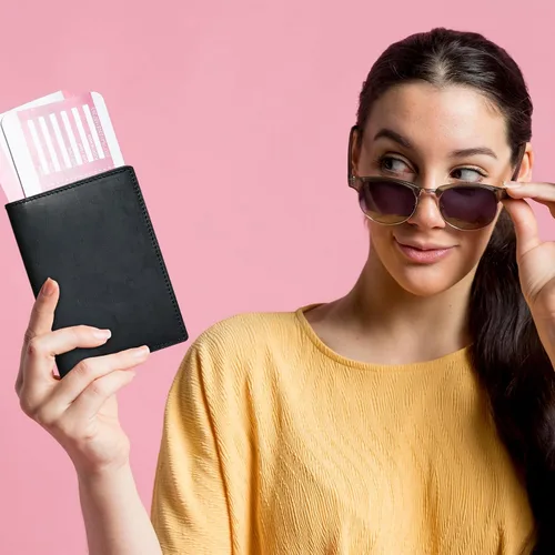 Vista 8 de HIFA Funda de cuero para pasaporte, funda para pasaporte hecha a mano con ranura para tarjetas y boletos, piel auténtica, diseño elegante, fácil