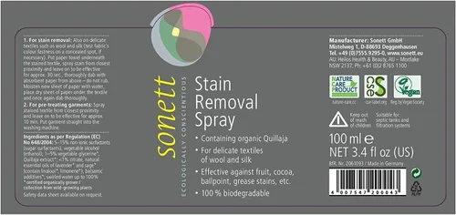 Vista 5 de Sonett Spray quitamanchas para ropa, seguro para lana y seda, 3.4 onzas líquidas, 1 unidad