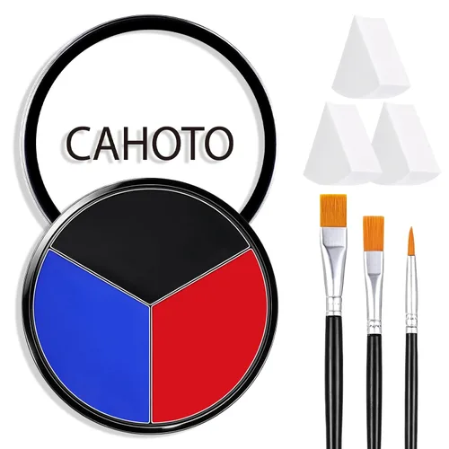 Vista 17 de Negro Blanco Gris 3 Colores Cara Cuerpo Pintura Con Esponja Y
